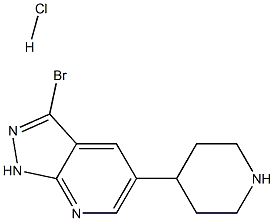 3-broMo-5-(piperidin-4-yl)-1H-pyrazolo[3,4-b]pyridine hydrochloride Struktur