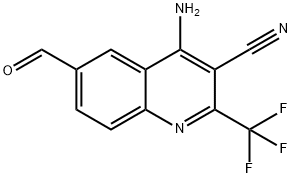 4-AMINO-6-FORMYL-2-TRIFLUOROMETHYL-QUINOLINE-3-CARBONITRILE Struktur