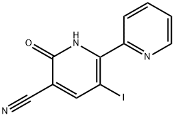 5-iodo-2-oxo-6-(2-pyridinyl)-1,2-dihydro-3-pyridinecarbonitrile Struktur