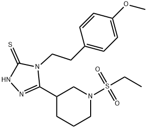 5-(1-(Ethylsulfonyl)piperidin-3-yl)-4-(4-methoxy-phenethyl)-4H-1,2,4-triazole-3-t Struktur