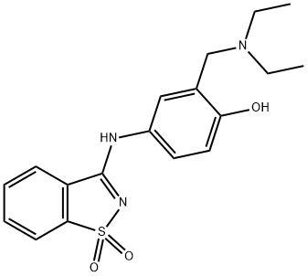 2-[(diethylamino)methyl]-4-[(1,1-dioxido-1,2-benzisothiazol-3-yl)amino]phenol Struktur