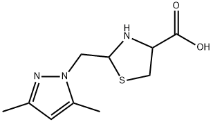 2-[(3,5-dimethyl-1H-pyrazol-1-yl)methyl]-1,3-thiazolidine-4-carboxylic acid Struktur