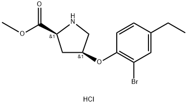 Methyl (2S,4S)-4-(2-bromo-4-ethylphenoxy)-2-pyrrolidinecarboxylate hydrochloride Struktur