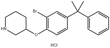 3-[2-Bromo-4-(1-methyl-1-phenylethyl)phenoxy]-piperidine hydrochloride Struktur