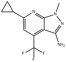 6-Cyclopropyl-1-methyl-4-(trifluoromethyl)-1H-pyrazolo[3,4-b]pyridin-3-amine Struktur