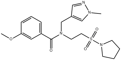 3-Methoxy-N-[(1-methyl-1H-pyrazol-4-yl)methyl]-N-[2-(pyrrolidin-1-ylsulfonyl)ethyl]benzamide Struktur