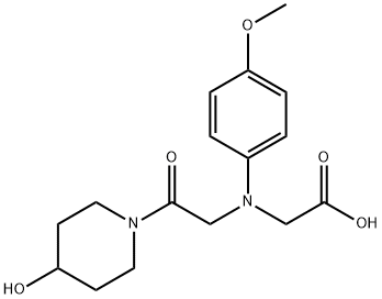 [[2-(4-hydroxypiperidin-1-yl)-2-oxoethyl](4-methoxyphenyl)amino]acetic acid Struktur