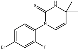 1-(4-bromo-2-fluorophenyl)-4,4-dimethyl-1,4-dihydropyrimidine-2-thiol Struktur