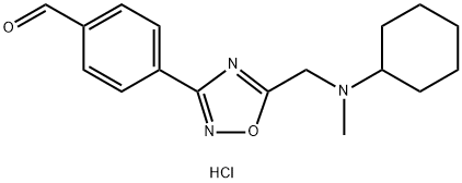 4-(5-{[cyclohexyl(methyl)amino]methyl}-1,2,4-oxadiazol-3-yl)benzaldehyde hydrochloride Struktur