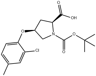 (2S,4S)-1-(tert-Butoxycarbonyl)-4-(2-chloro-4-methylphenoxy)-2-pyrrolidinecarboxylic acid Struktur