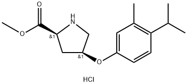 Methyl (2S,4S)-4-(4-isopropyl-3-methylphenoxy)-2-pyrrolidinecarboxylate hydrochloride Struktur