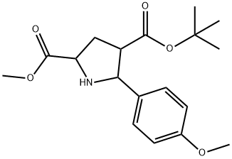 4-(tert-Butyl) 2-methyl (2R,4R,5S)-5-(4-methoxy-phenyl)tetrahydro-1H-pyrrole-2,4-dicarboxylate Struktur