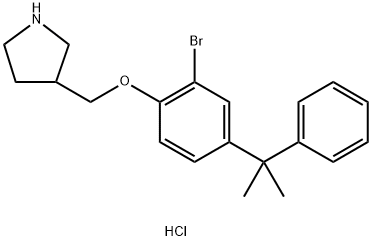 3-{[2-Bromo-4-(1-methyl-1-phenylethyl)phenoxy]-methyl}pyrrolidine hydrochloride Struktur