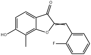 (2Z)-2-(2-Fluorobenzylidene)-6-hydroxy-7-methyl-1-benzofuran-3(2H)-one Struktur