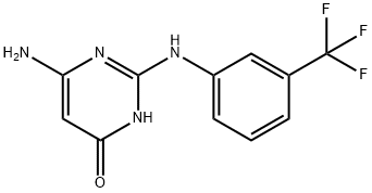 6-Amino-2-{[3-(trifluoromethyl)phenyl]-amino}pyrimidin-4(3H)-one Struktur