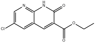 Ethyl 6-chloro-2-hydroxy-1,8-naphthyridine-3-carboxylate Struktur