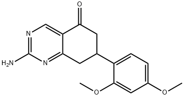 2-Amino-7-(2,4-dimethoxyphenyl)-7,8-dihydroquinazolin-5(6H)-one Struktur