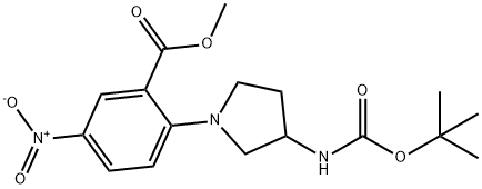 Methyl 2-(3-{[(tert-butoxy)carbonyl]-amino}pyrrolidin-1-yl)-5-nitrobenzoate Struktur