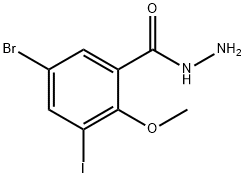 5-Bromo-3-iodo-2-methoxybenzenecarbohydrazide Struktur