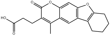 3-(4-Methyl-2-oxo-6,7,8,9-tetrahydro-2H-[1]-benzofuro[3,2-g]chromen-3-yl)propanoic acid Struktur