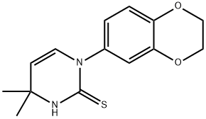 1-(2,3-dihydro-1,4-benzodioxin-6-yl)-4,4-dimethyl-1,4-dihydropyrimidine-2-thiol Struktur