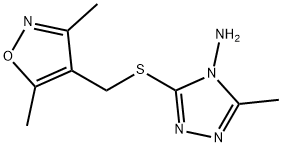 3-{[(3,5-dimethylisoxazol-4-yl)methyl]thio}-5-methyl-4H-1,2,4-triazol-4-amine Struktur