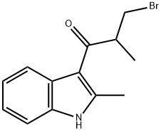 3-bromo-2-methyl-1-(2-methyl-1H-indol-3-yl)propan-1-one Struktur