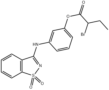 butanoic acid, 2-bromo-, 3-[(1,1-dioxido-1,2-benzisothiazo Struktur