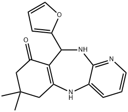 10-(2-Furyl)-7,7-dimethyl-5,6,7,8,10,11-hexahydro-9H-pyrido[3,2-b][1,4]benzodiazepin-9-one Struktur