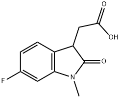 (6-Fluoro-1-methyl-2-oxo-2,3-dihydro-1H-indol-3-yl)acetic acid Struktur