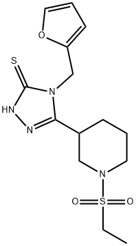 5-[1-(Ethylsulfonyl)piperidin-3-yl]-4-(2-furylmethyl)-4H-1,2,4-triazole-3-thiol Struktur