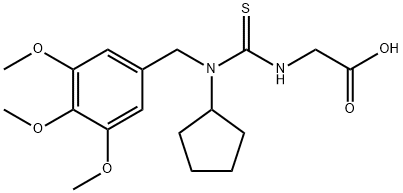 2-[[cyclopentyl-[(3,4,5-trimethoxyphenyl)methyl]carbamothioyl]amino]acetic acid Struktur