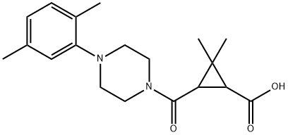 3-{[4-(2,5-dimethylphenyl)piperazin-1-yl]carbonyl}-2,2-dimethylcyclopropanecarboxylic acid Struktur