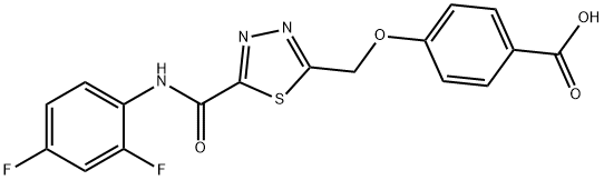 4-[(5-{[(2,4-difluorophenyl)amino]carbonyl}-1,3,4-thiadiazol-2-yl)methoxy]benzoic acid Struktur