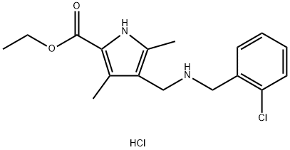 ethyl 4-{[(2-chlorobenzyl)amino]methyl}-3,5-dimethyl-1H-pyrrole-2-carboxylate hydrochloride Struktur