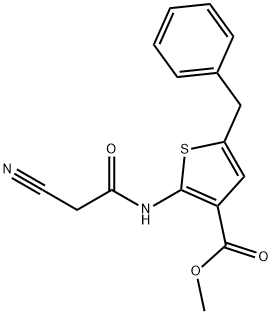 methyl 5-benzyl-2-[(cyanoacetyl)amino]thiophene-3-carboxylate Struktur