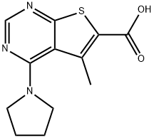 5-Methyl-4-pyrrolidin-1-yl-thieno[2,3-d]-pyrimidine-6-carboxylic acid Struktur