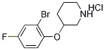 3-(2-Bromo-4-fluorophenoxy)piperidinehydrochloride Struktur