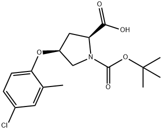 (2S,4S)-1-(tert-Butoxycarbonyl)-4-(4-chloro-2-methylphenoxy)-2-pyrrolidinecarboxylic acid Struktur