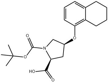 (2S,4S)-1-(TERT-BUTOXYCARBONYL)-4-(5,6,7,8-TETRAHYDRO-1-NAPHTHALENYLOXY)-2-PYRROLIDINECARBOXYLIC Struktur