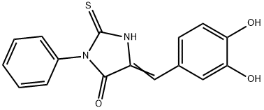 (5E)-5-(3,4-dihydroxybenzylidene)-2-mercapto-3-phenyl-3,5-dihydro-4H-imidazol-4-one Struktur