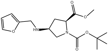 1-tert-butyl 2-methyl (2S,4S)-4-[(2-furylmethyl)amino]pyrrolidine-1,2-dicarboxylate Struktur