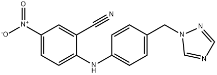 5-nitro-2-{[4-(1H-1,2,4-triazol-1-ylmethyl)phenyl]amino}benzonitrile Struktur