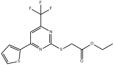 ethyl {[4-(2-thienyl)-6-(trifluoromethyl)pyrimidin-2-yl]thio}acetate Struktur