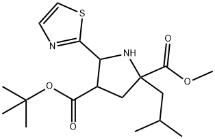 4-(tert-Butyl) 2-methyl (2R,5S)-2-isobutyl-5-(1,3-thiazol-2-yl)tetrahydro-1H-pyrrole-2,4-dicarboxyla Struktur