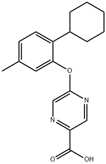 5-(2-Cyclohexyl-5-methylphenoxy)-pyrazine-2-carboxylic acid Struktur