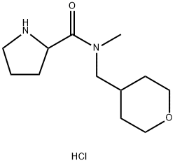 N-Methyl-N-(tetrahydro-2H-pyran-4-ylmethyl)-2-pyrrolidinecarboxamide hydrochloride Struktur