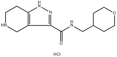 N-(Tetrahydro-2H-pyran-4-ylmethyl)-4,5,6,7-tetra-hydro-1H-pyrazolo[4,3-c]pyridine-3-carboxamide HCl Struktur