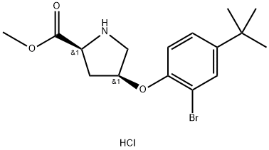 Methyl (2S,4S)-4-[2-bromo-4-(tert-butyl)phenoxy]-2-pyrrolidinecarboxylate hydrochloride Struktur