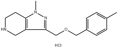 1-Methyl-3-{[(4-methylbenzyl)oxy]methyl}-4,5,6,7-t etrahydro-1H-pyrazolo[4,3-c]pyridine hydrochlorid Struktur